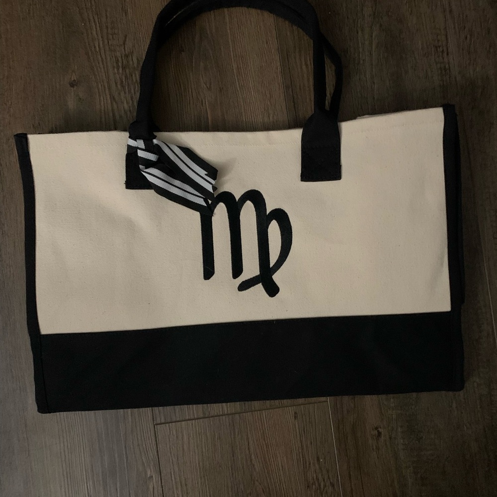 TOPDesign Black and Cream Canvas Tote Bag
